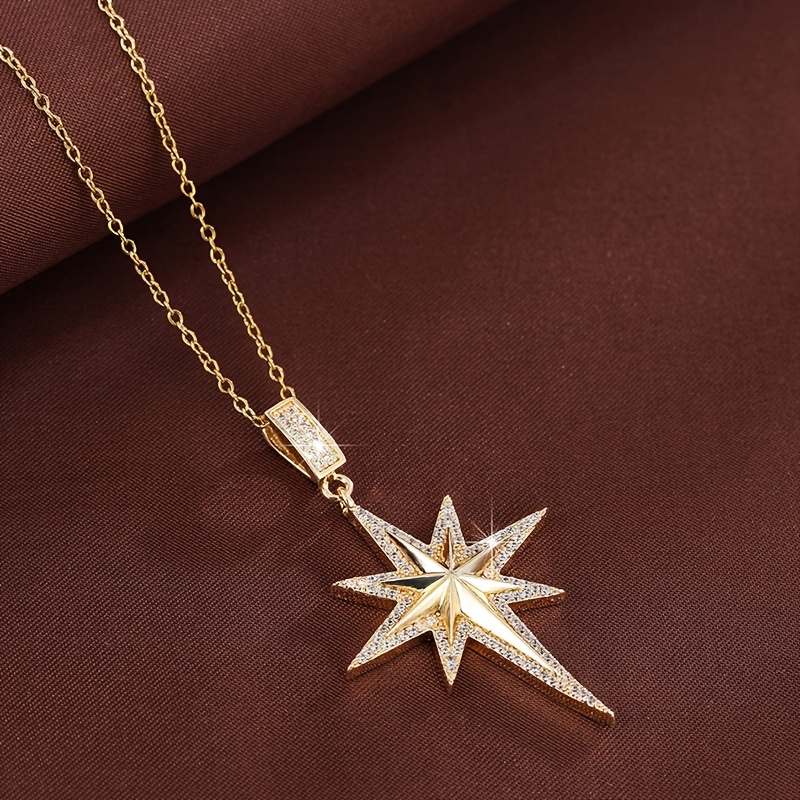 Image of 1pc Of Fashionable Star-designed Women's Necklace With Synthetic Synthetic Zirconia Inlay