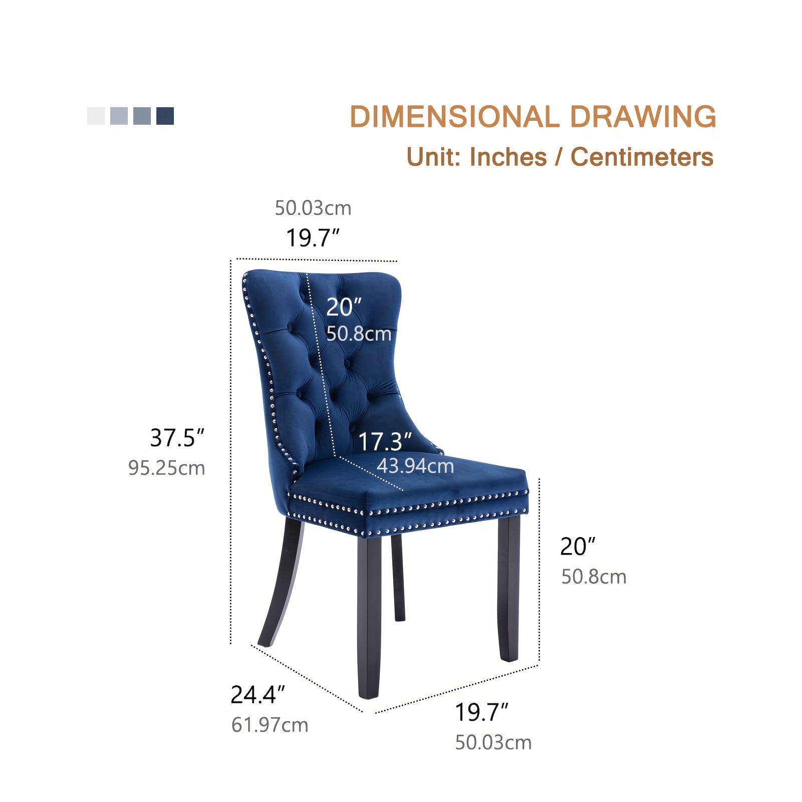 Set of 4 Upholstered Dining Chairs, Velvet Chairs with Button Tufting And Sturdy Wooden Legs, Contemporary Fabric Side Chairs for Dining Areas, Kitchens, Restaurants, And Hotels 2 Set of 4 Upholstered Dining Chairs, Velvet Chairs with Button Tufting And Sturdy Wooden Legs, Contemporary Fabric Side Chairs for Dining Areas, Kitchens, Restaurants, And Hotels - Image 2