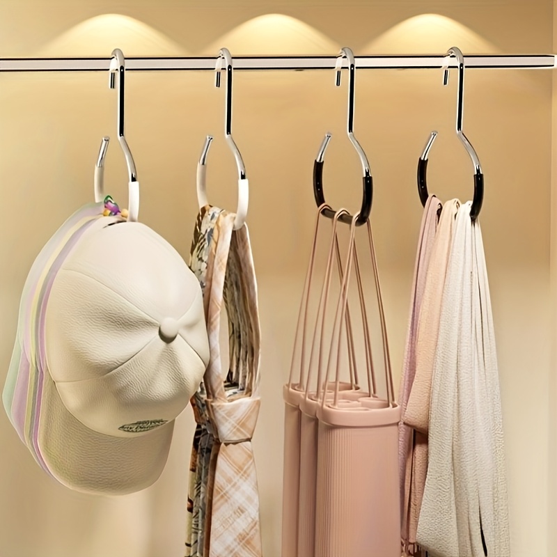 5pcs Multifunctional Tie Hat Scarf Clothes Metal Hanger, Non-Slip Wardrobe Storage Hanger