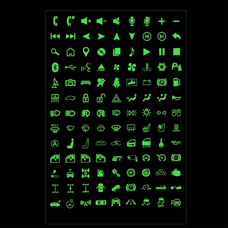 Image of 117pcs Car Center Console Button Stickers, Car Decoration Switch Label Stickers, -the-dark Stickers, Pet Waterproof And Wear-resistant Night Safety Switch Stickers, Ac Dashboard Button Stickers