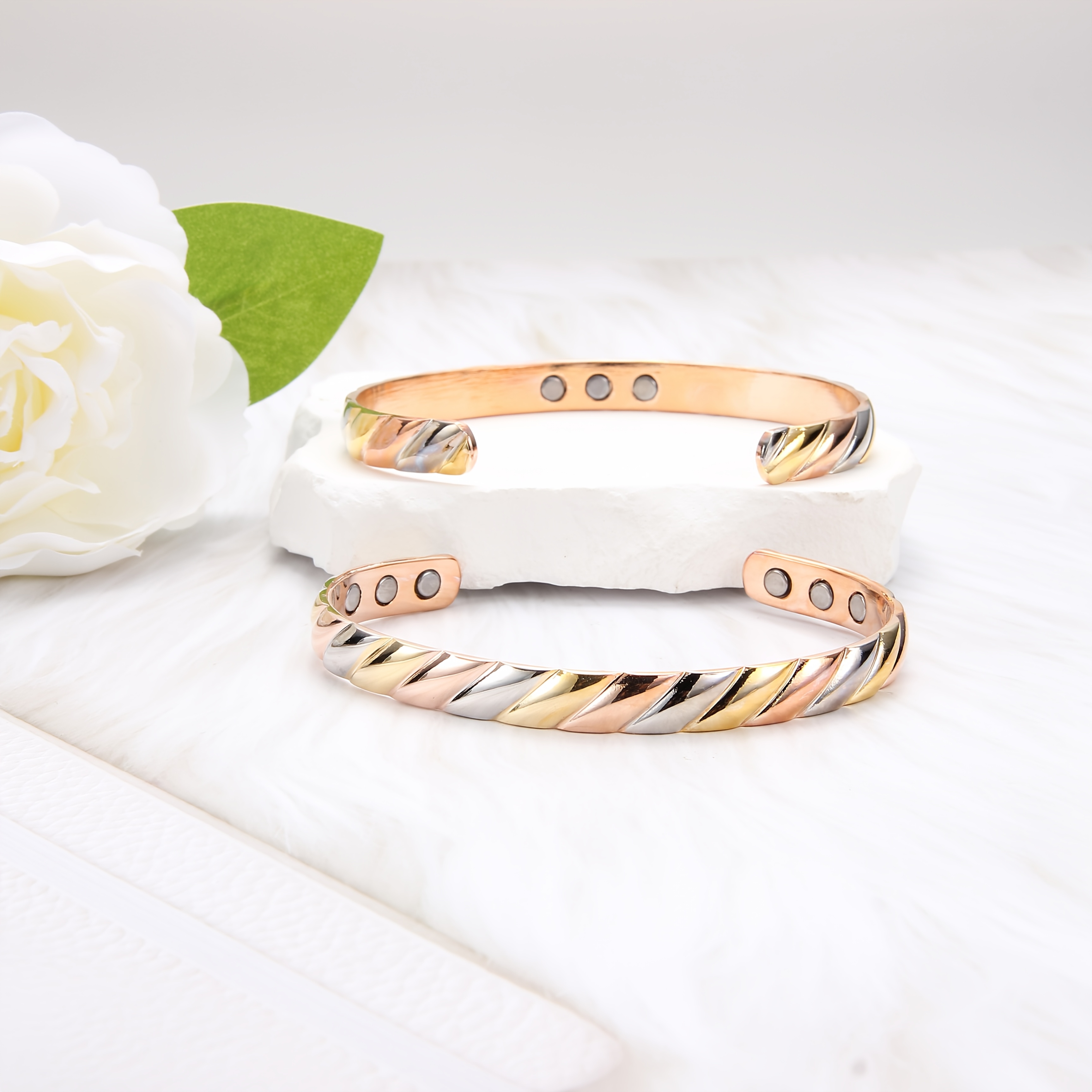Women's Adjustable Copper Magnetic Cuff Bracelet, Hypoallergenic