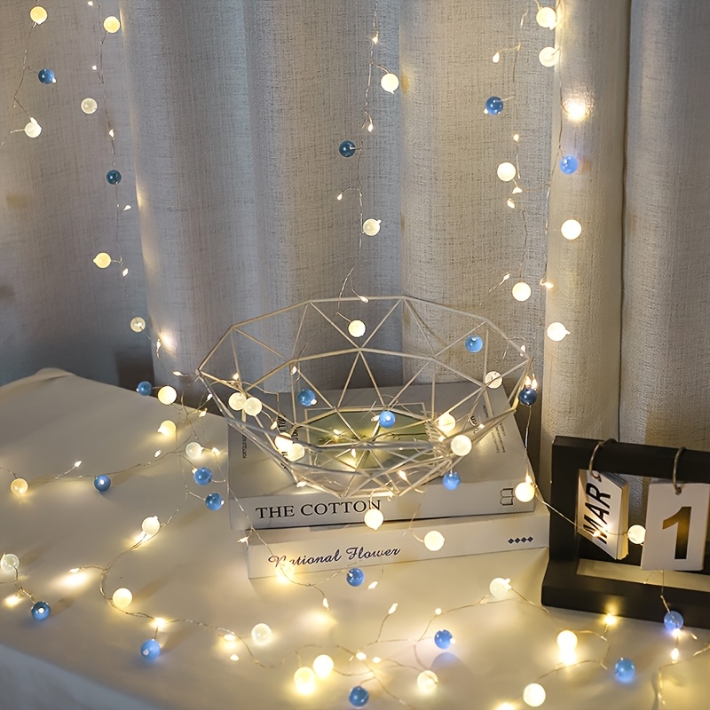 Image of Super Long 200cm/78.74inch Led Colorful Ball Wire String Lights, Ramadan Light String, Suitable For Indoor Office Decoration, Room, Party, Wedding, Gift, Ramadan Festival, Eid Al-fitr