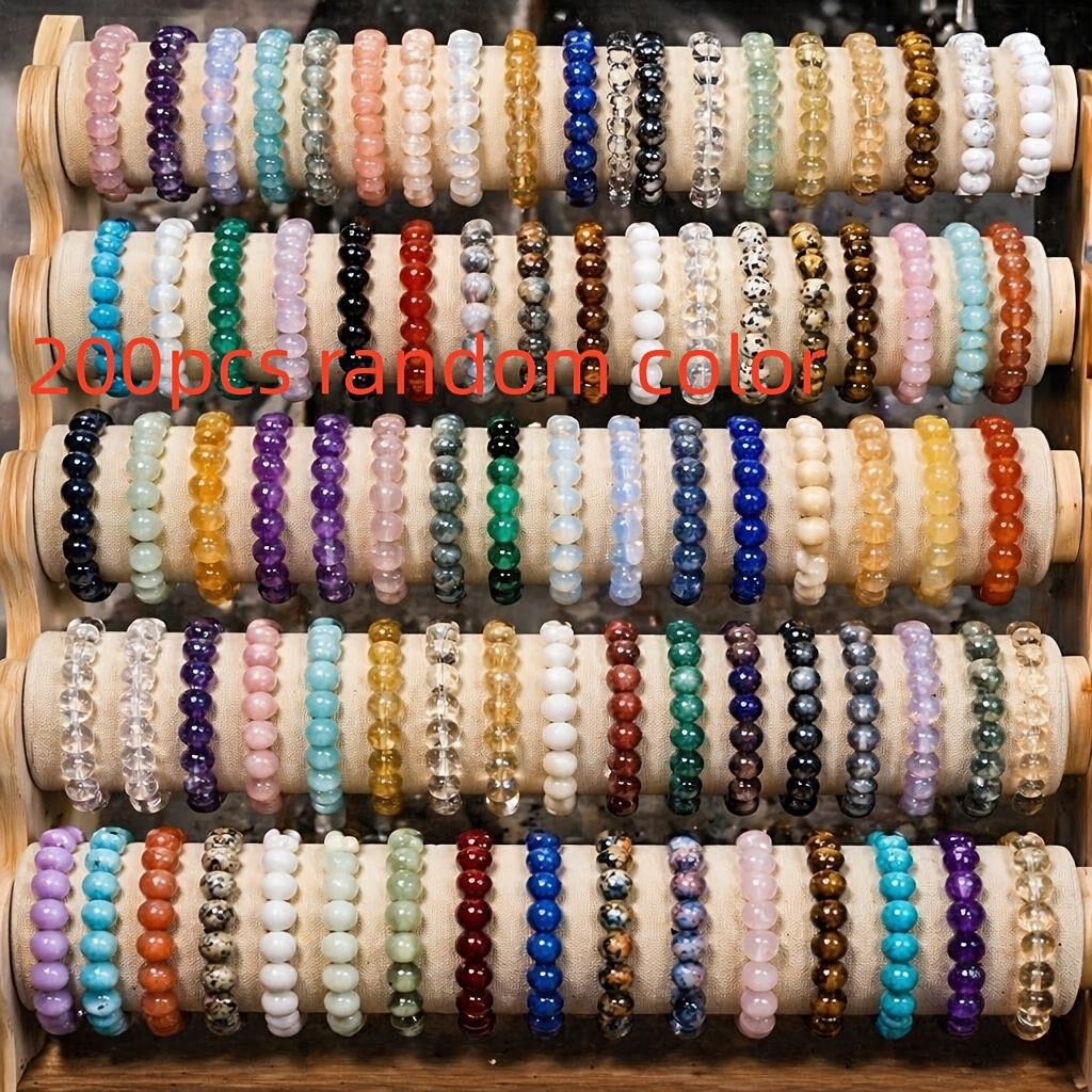 Image of 200pcs Random Color Bohemian Handmade Cracked Bead Bracelets, Colorful Elastic Beaded Bracelets For Women, Stackable Wrist Jewelry For Beach Vacation Daily Outfits, Ideal Gift For Birthday Holiday