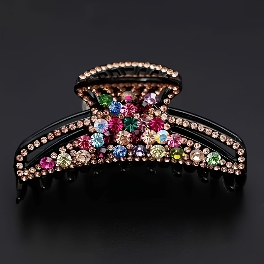 TEMU 1pc Elegant Rhinestone Hair Claw Clip For Women - Medium Size Sparkling Hair Clip For Weddings, Parties, Prom - Secure Hold Hair Accessories,