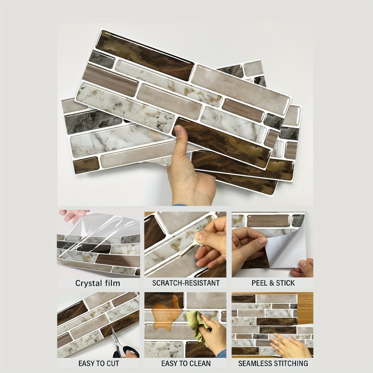 12-piece 3d Marble Peel & Stick Wall Tiles - , Removable Self-adhesive ...