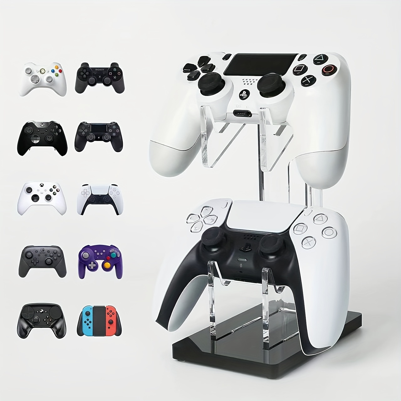 

Acrylic Gaming Controller Stand - Desktop Holder For , Ps4, Ps5, One, Switch With Headphone Hook