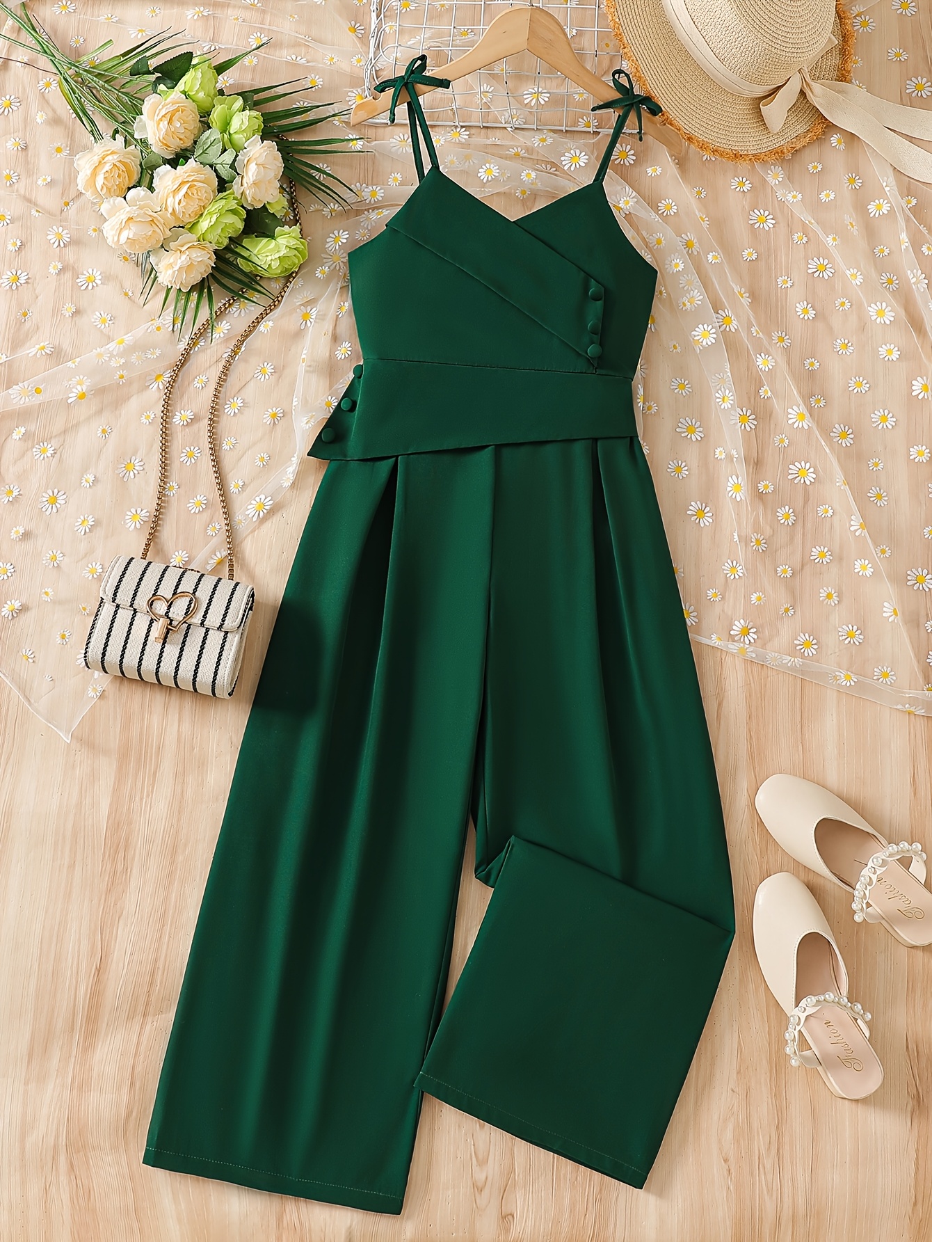 emerald green dress floor length Emerald Green Square Neck Ruffle Slit Prom Dress main image 0