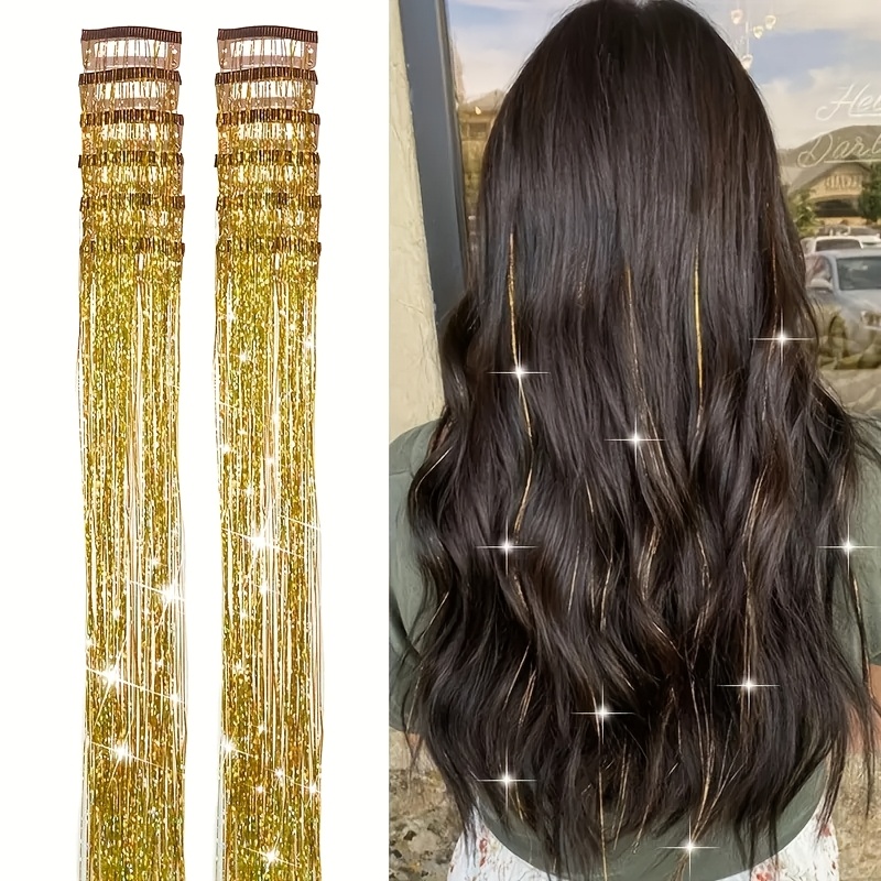 TEMU 12 stuks haarextensie lint recht haar BB-clips, meerkleurige haarextensies, haarkleppen, gekleurde haarextensies, naadloze haarextensies