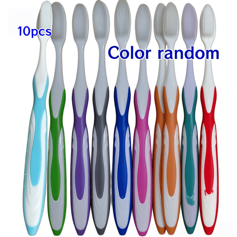 Image of 10-pack Random Color Toothbrushes For Adults, Soft Bristle Toothbrushes Filament Brush Heads, Individually Packaged For Teeth Cleaning