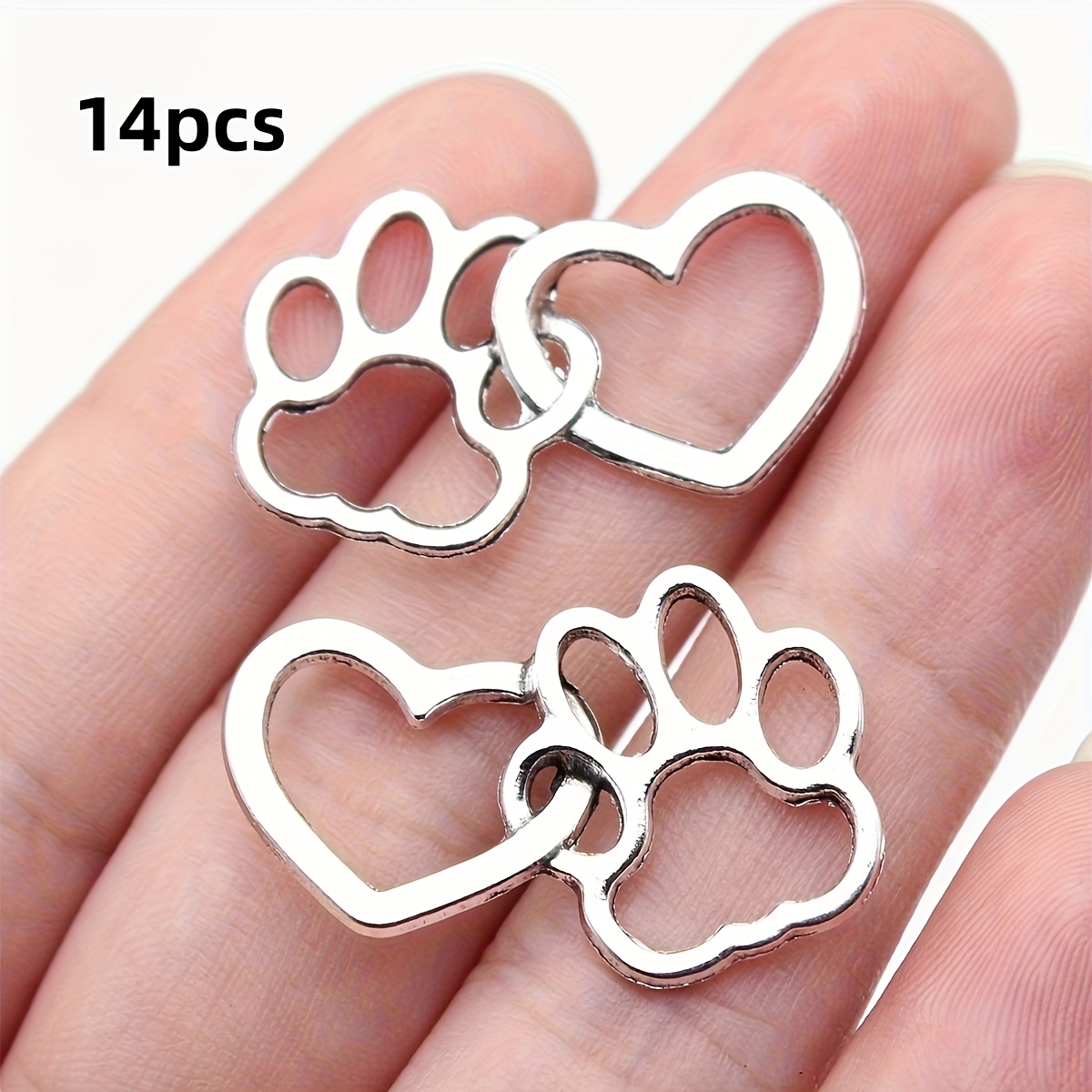 Image of 14pcs Fashionable Heart-shaped Connectors Claw Alloy Pendant Jewelry Making Additions - Perfect For Necklace, Bracelet, Earring, Phone Chain And Packaging Decoration, Pendant For Jewelry Making