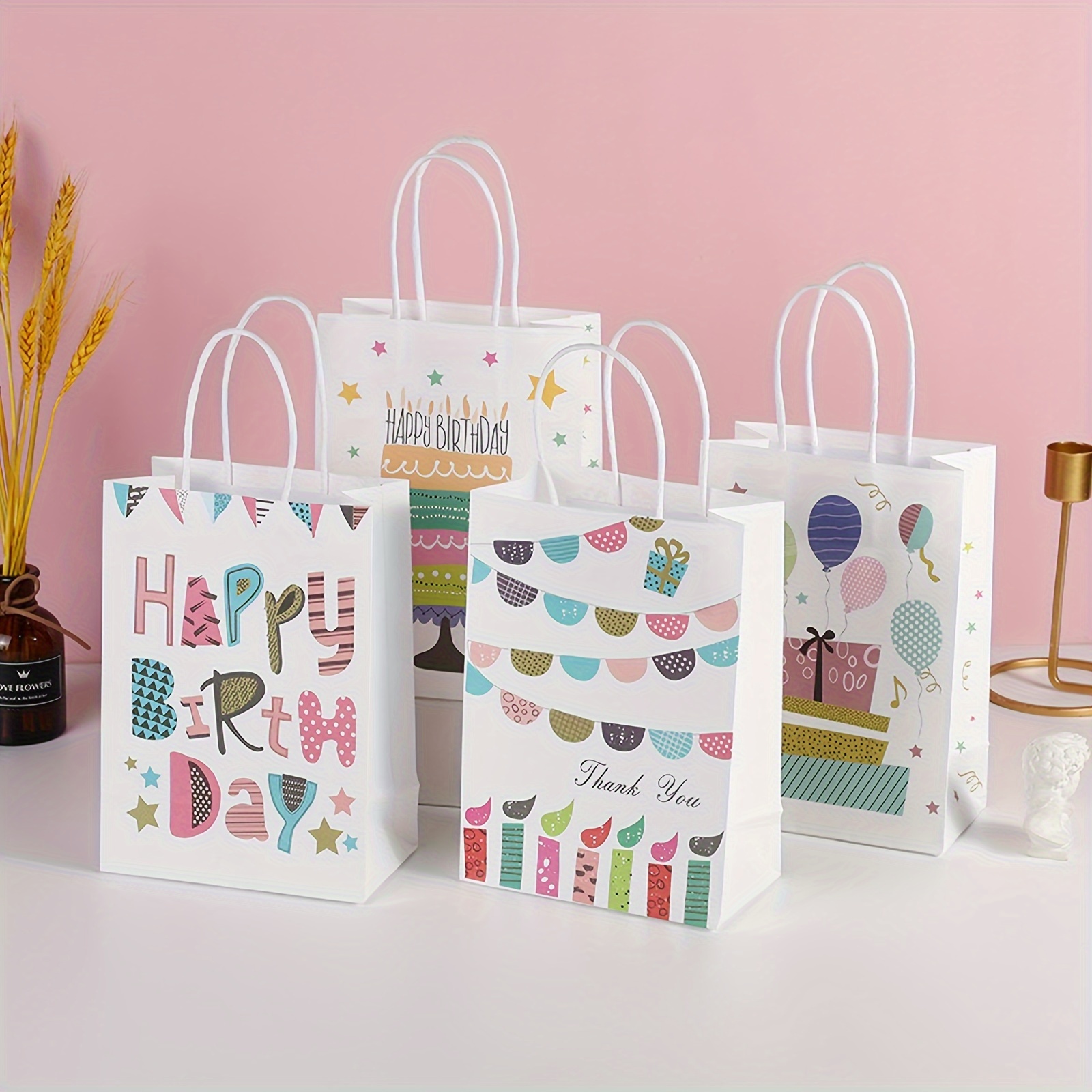 

12pcs Reusable Birthday Gift Bags With Handles - Assorted Designs For Party Favors, Treats & Return Gifts | Weddings, , Bags, Party Bags