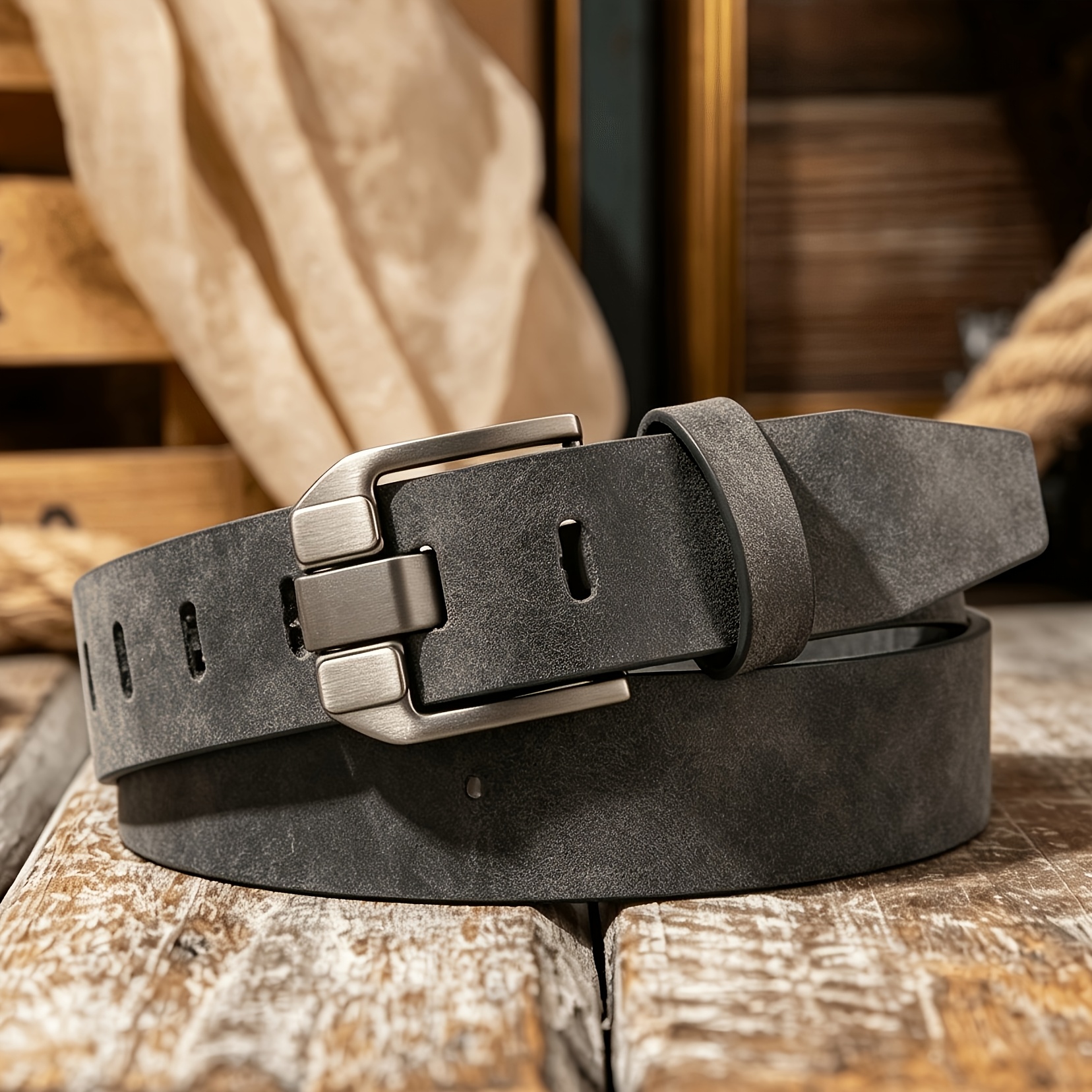 TEMU 1pc Men's Belt - Multi-functional Casual , Durable Alloy Pin , , Body-pierced Hollow-out Design, Suitable For Golf And Any Occasion, Casual