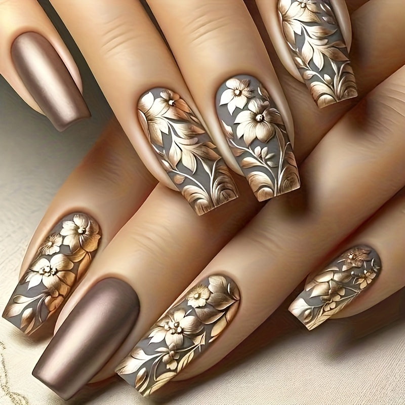 TEMU Scatola da 24 pezzi di applicazioni per nail art a 3D a forma di ballerina lunga qualit� in colori , staccabili e indossabili - Adatte per la