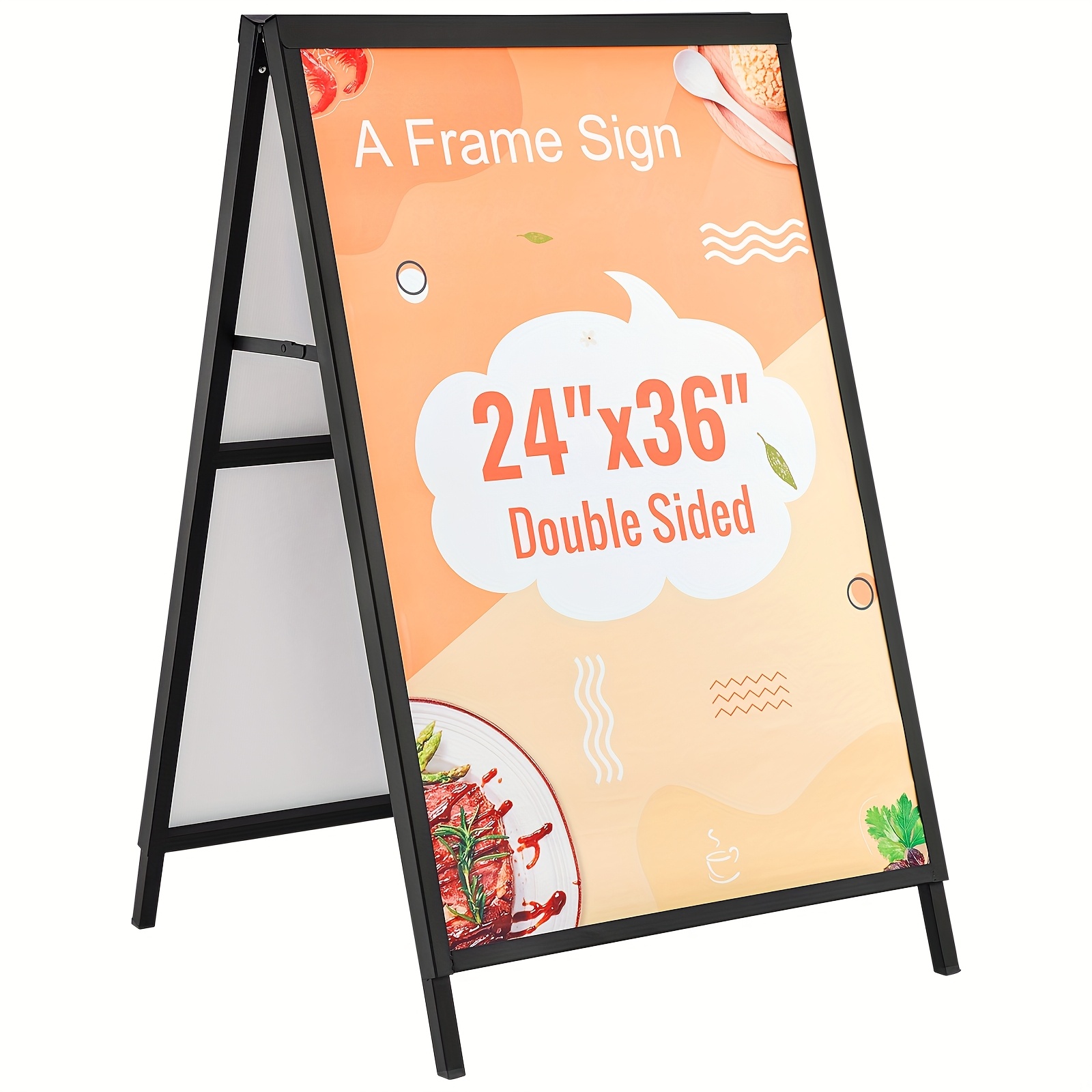 VEVOR Heavy Duty A-Frame Sign Board - Extra Large 60.96x91.44 cm Steel Frame with Double-Sided Display, Slide-in Poster Holder for Outdoor/Indoor Advertising, Business, Events, Retail - Freestanding Sandwich Board for Sidewalk, Pavement, Street - Compatible with Poster Prints, Menus, Flyers - Easy Assembly & Portability - Ideal for Restaurants, Retail Stores, Markets, Promotions