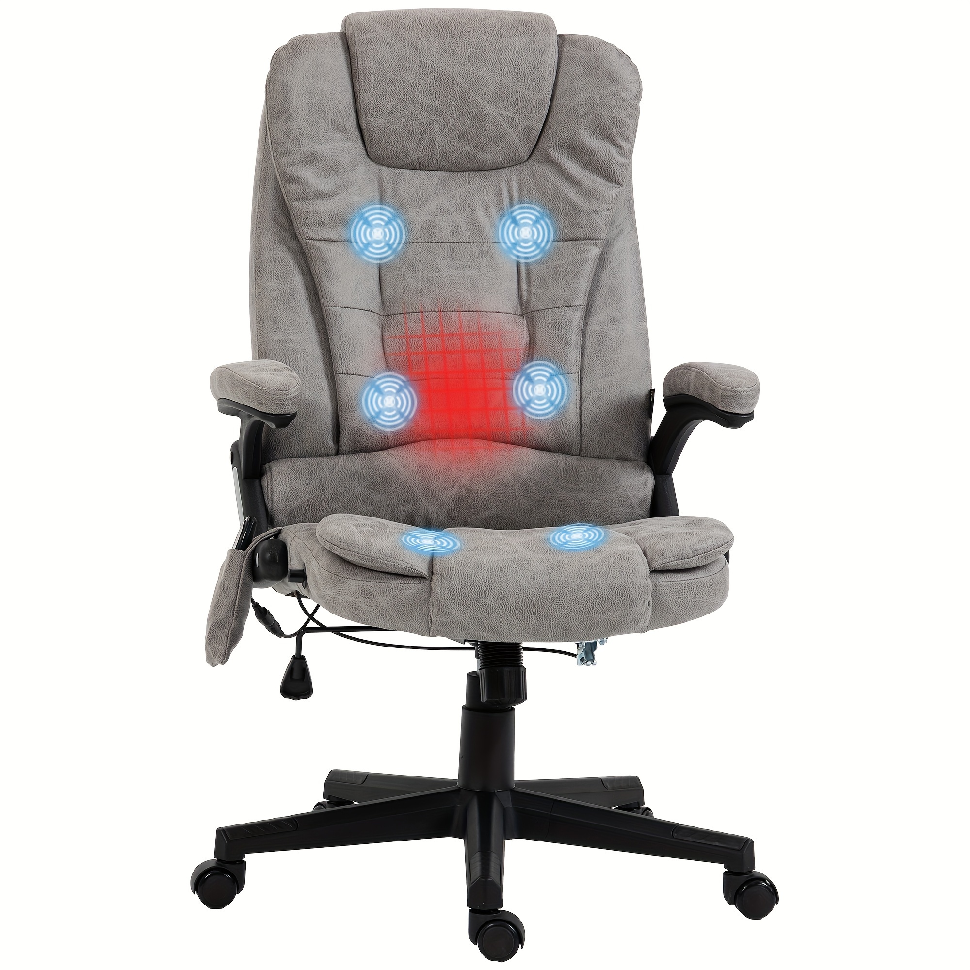 

Homcom 6 Point Massage Office Chair With Heat, Microfiber High Back Executive Office Chair With Reclining Backrest, Padded Armrests And Remote