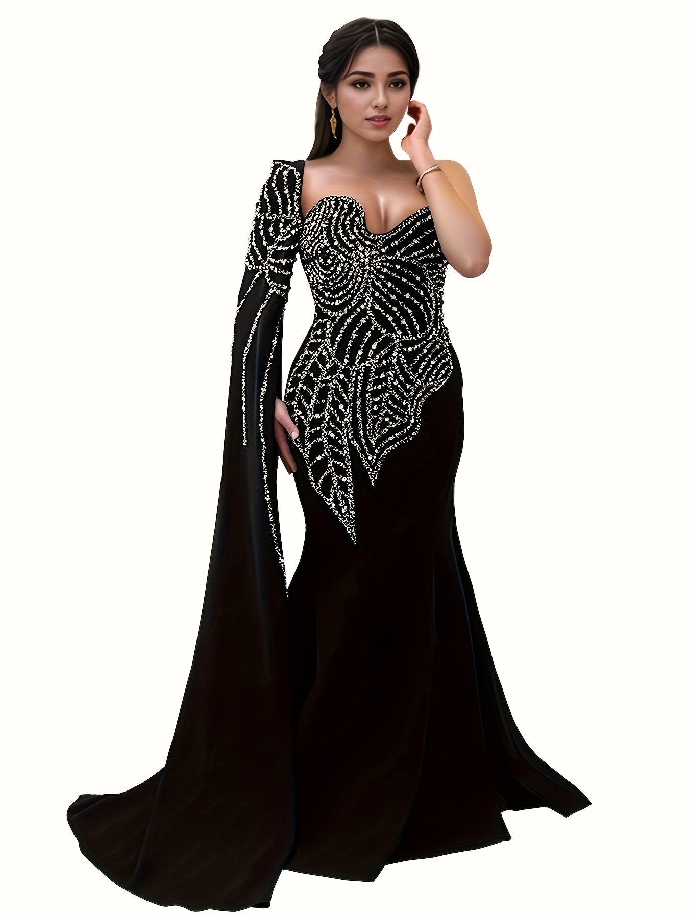 black tie gala dress: crystal beaded hem - women's clothing - Temu