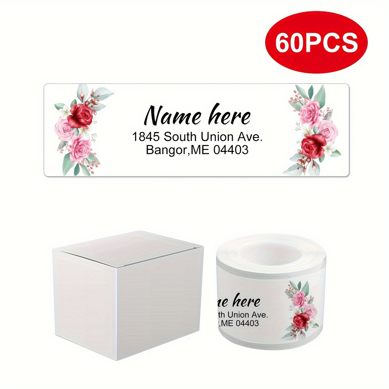 TEMU Personalized Return Address Labels - 2.5" X 0.75" - Large Self- Name Labels Adhesive Roll (60/250 Labels Per Roll) - Printed Address Labels With