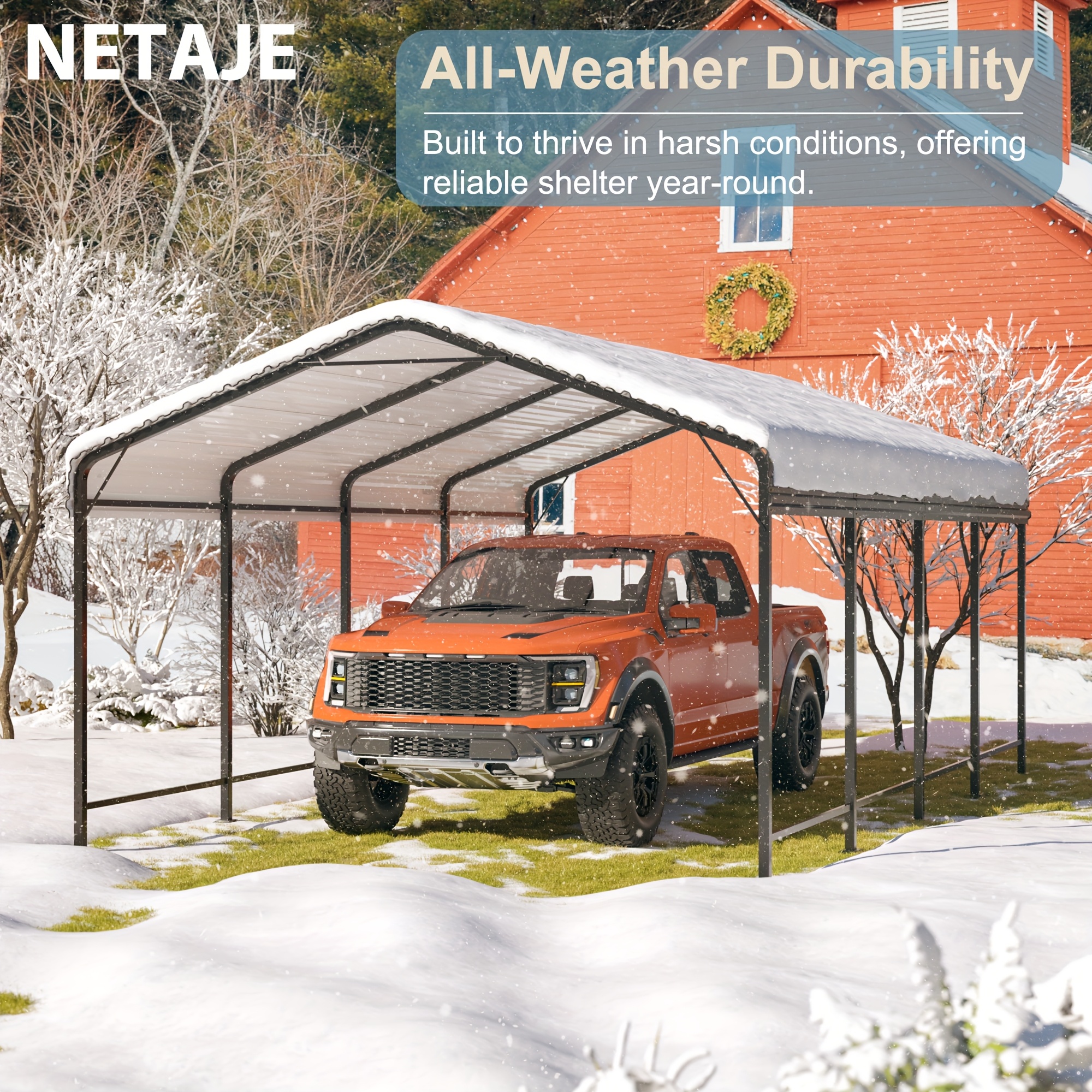 

Netaje Carport Metal Carport With Base Outdoor Heavy Duty Garage Galvanized Car Shelter For Pickup, Boat, Car And Tractors 20x20 Ft 12x20 Ft 10x15 F