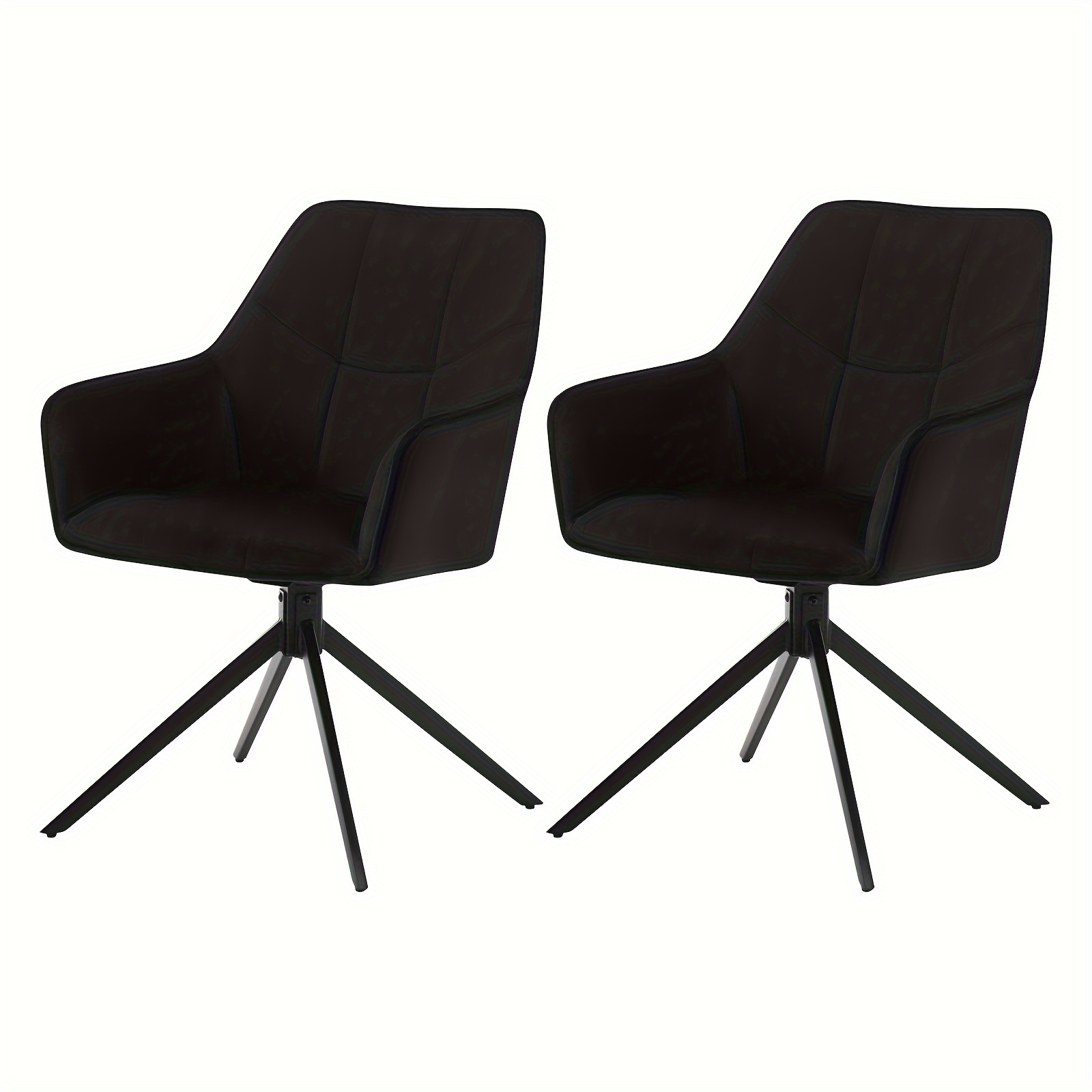 Image of Swivel Dining Room Chairs, Set Of 2, Kitchen Chair, Swivel Chair, Upholstered Chair With Armrests, Padded Armrest Chair, Made Of Velvet, Metal Legs, Beige