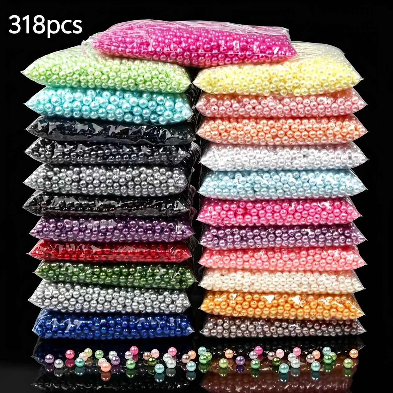 TEMU 318pcs 25 Vibrant Colors 6mm Gradient Acrylic Decorative Beads - Universal For Diy Craft Bead Making, Suitable For Bracelets, Necklaces, And Car