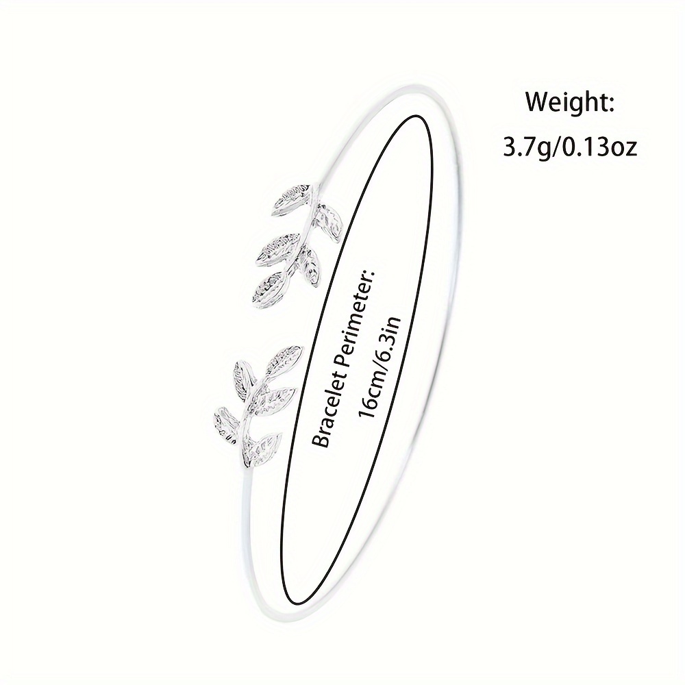 2pcs/set Women's Casual Round Pointer Quartz Watch Analog PU Leather Wrist Watch & Leaf Bangle, Gift For GirlsHer