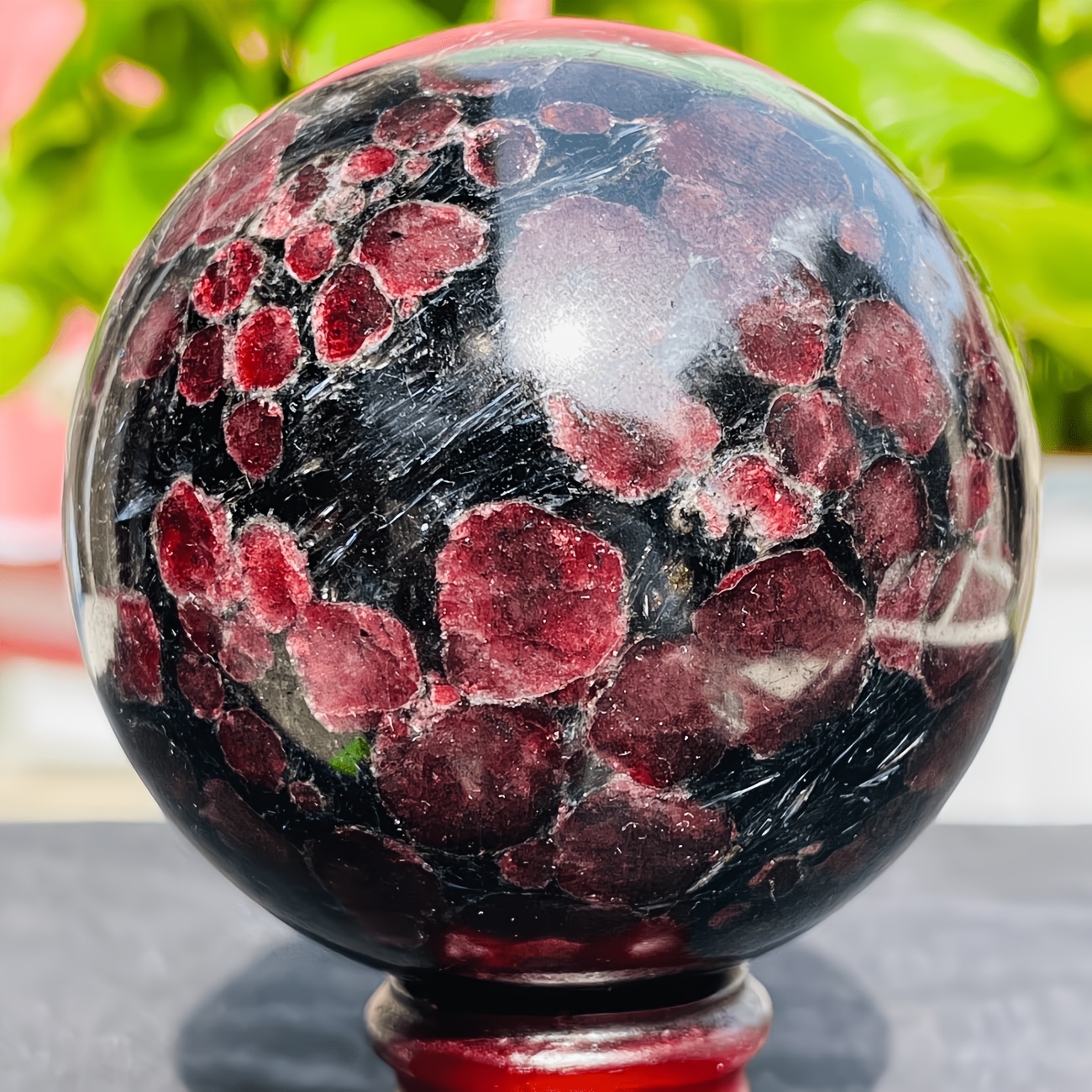 TEMU 1 Large-sized Garnet Crystal Ball, Quartz Ball, To Red, Suitable For Home And Diy Office Decoration, Spiritual , Meditation, Holiday Gifts, And