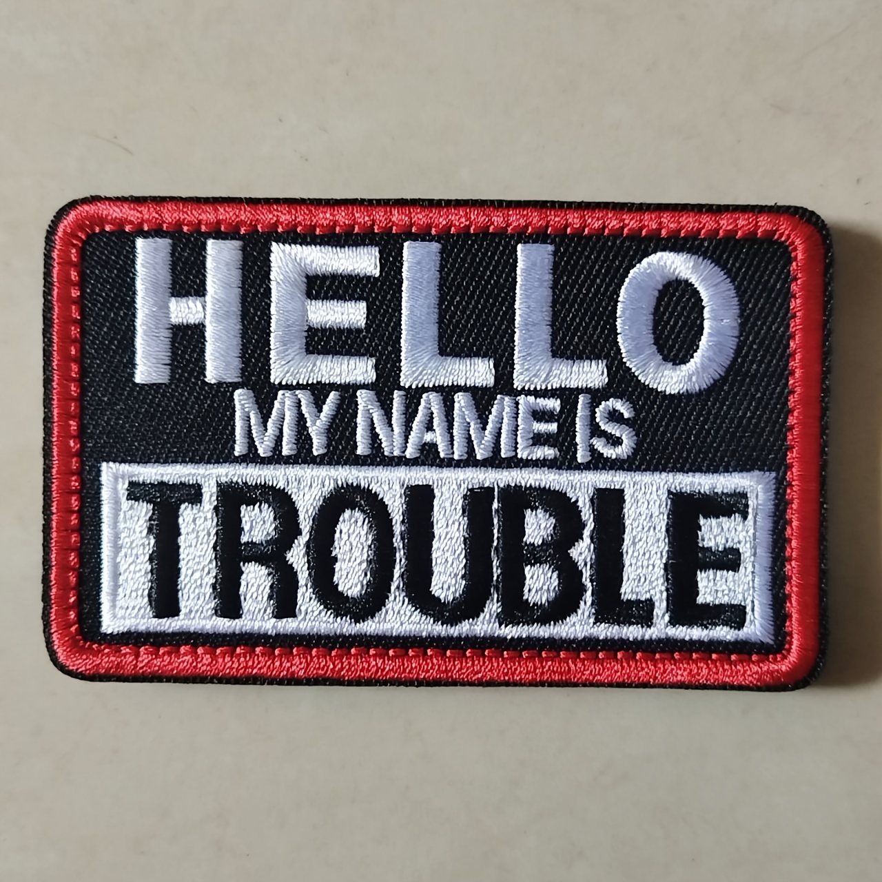 

1pc " " , Funny Letter Patches Embroidered Applique Hook & Loop Emblem For Outdoor Backpacks, Uniforms, Clothing, And Gear