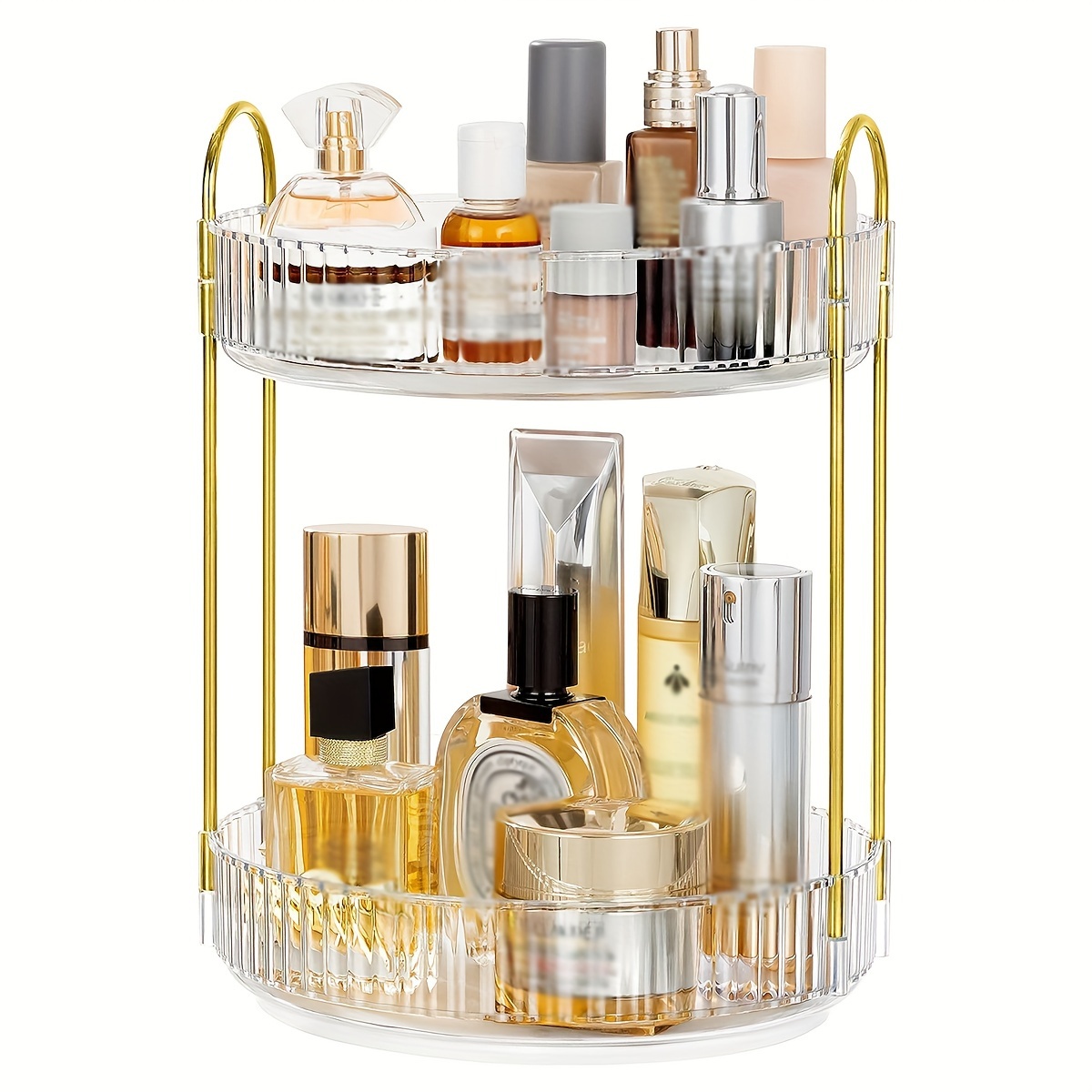 

2/layer 360° Premium Rotating Makeup Organizer - Adjustable & Customizable Storage For Skincare, Perfumes & Cosmetics - Large Capacity, Space-saving Design, Perfect Bathroom Accessory