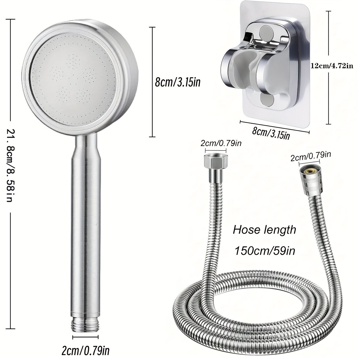 Silvery Space Pressurized Handheld Shower Head