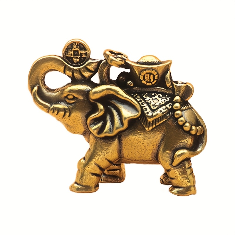 TEMU Collectible Figurines ，1pc Brass Wealth-attracting Elephant For Living Room, Entryway Or Office Desktop Decoration Craft Ornament. Length