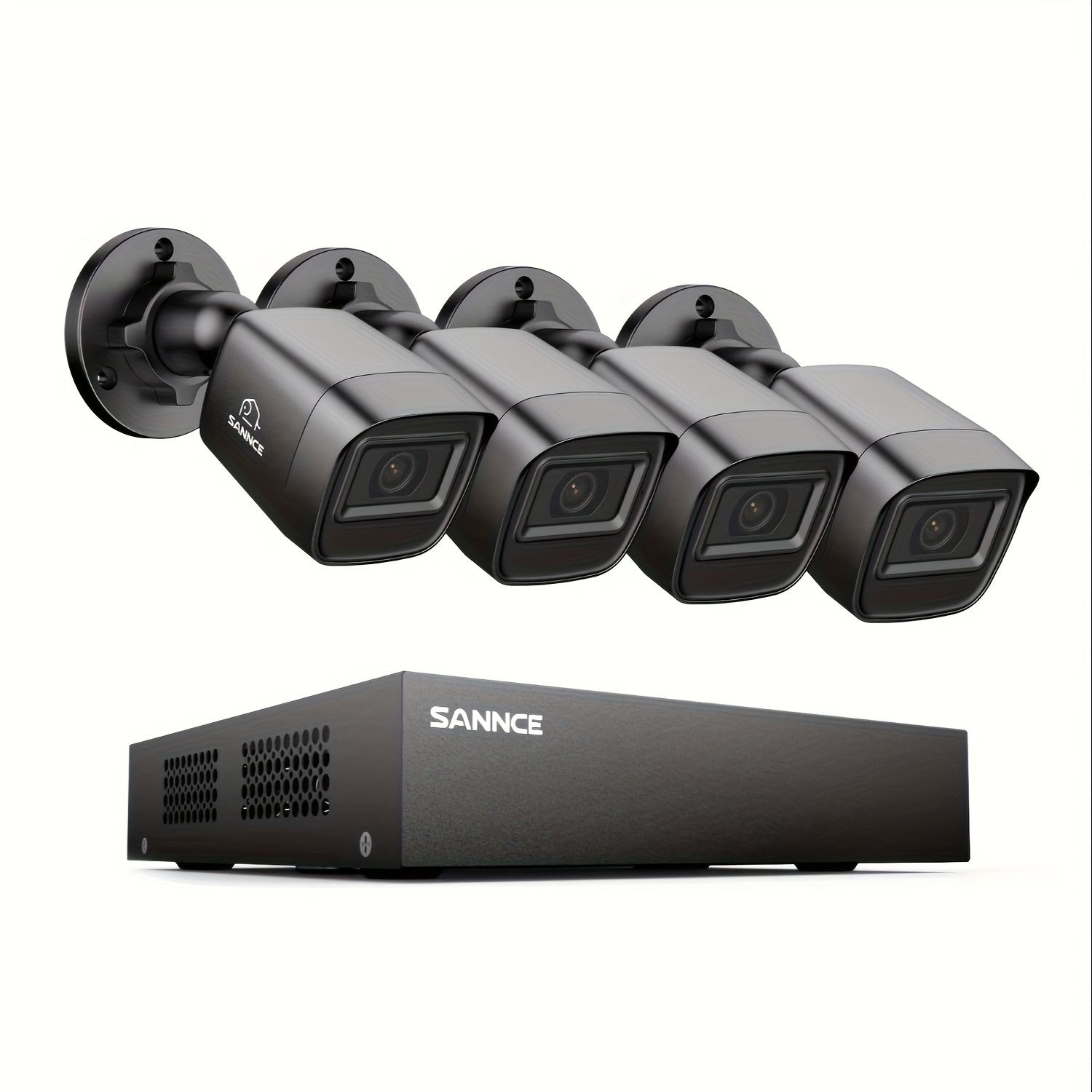 Sannce 8ch 1080p Security Camera -in-1 Cctv Dvr Video Recorder With 4 Wired Security Cameras, Night Vision, Motion Alarm, No Hard Drive.