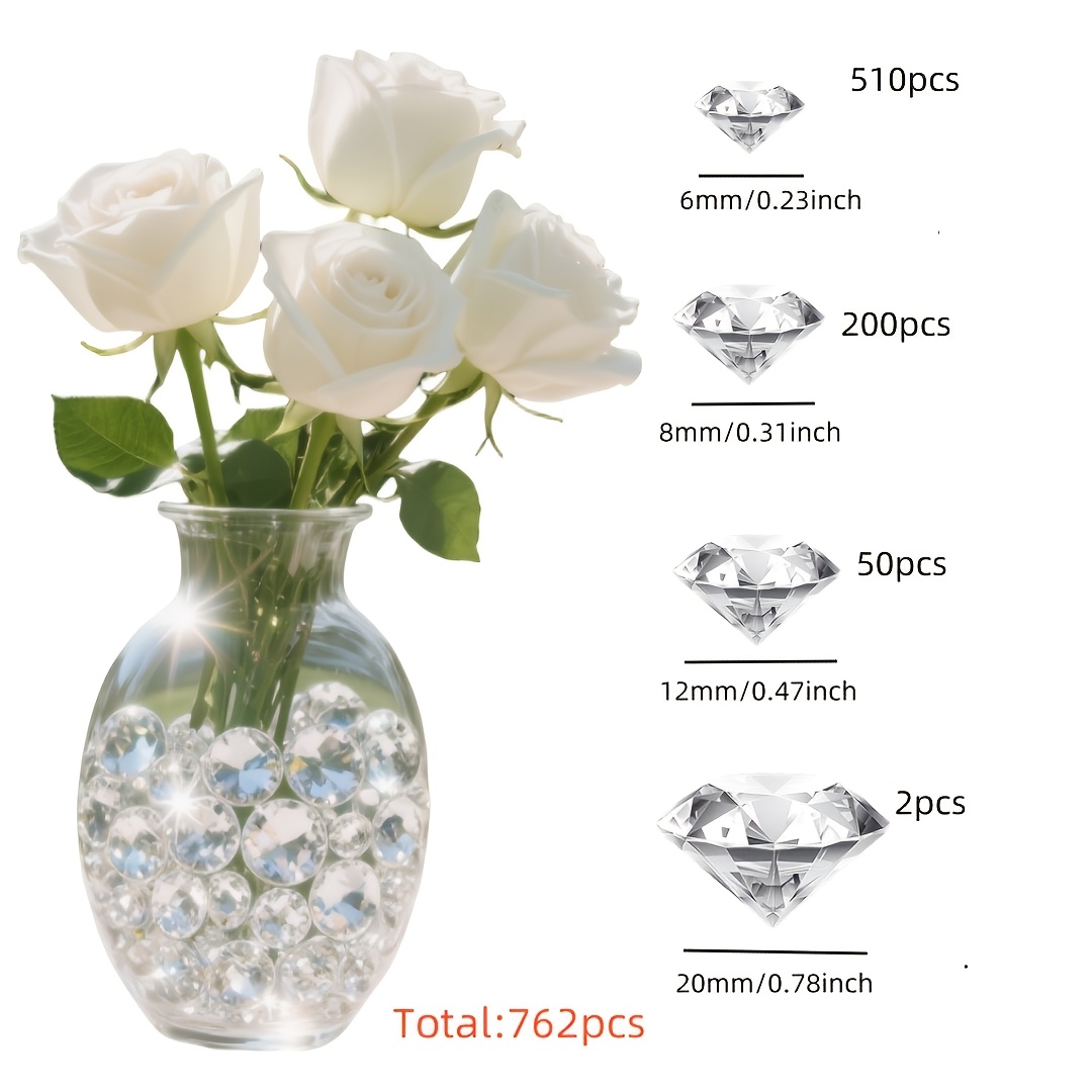 TEMU 762pcs, 6/8/12/20mm, Clear , Vase Decoration, Wedding, Proposal, Birthday Party, Banquet, Home Decor, Makeup Brush Holder, Christmas Decoration,