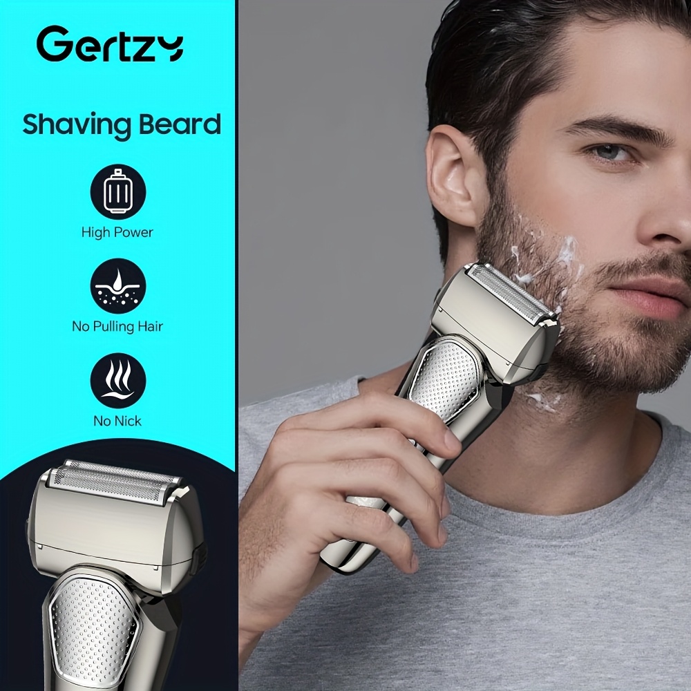 a perfect waterproof electric shaver for men as a gift suitable for   dry and wet use with adjustable gear and   display it features a   up sideburns blade design on the back and is a holiday gift Product details 5