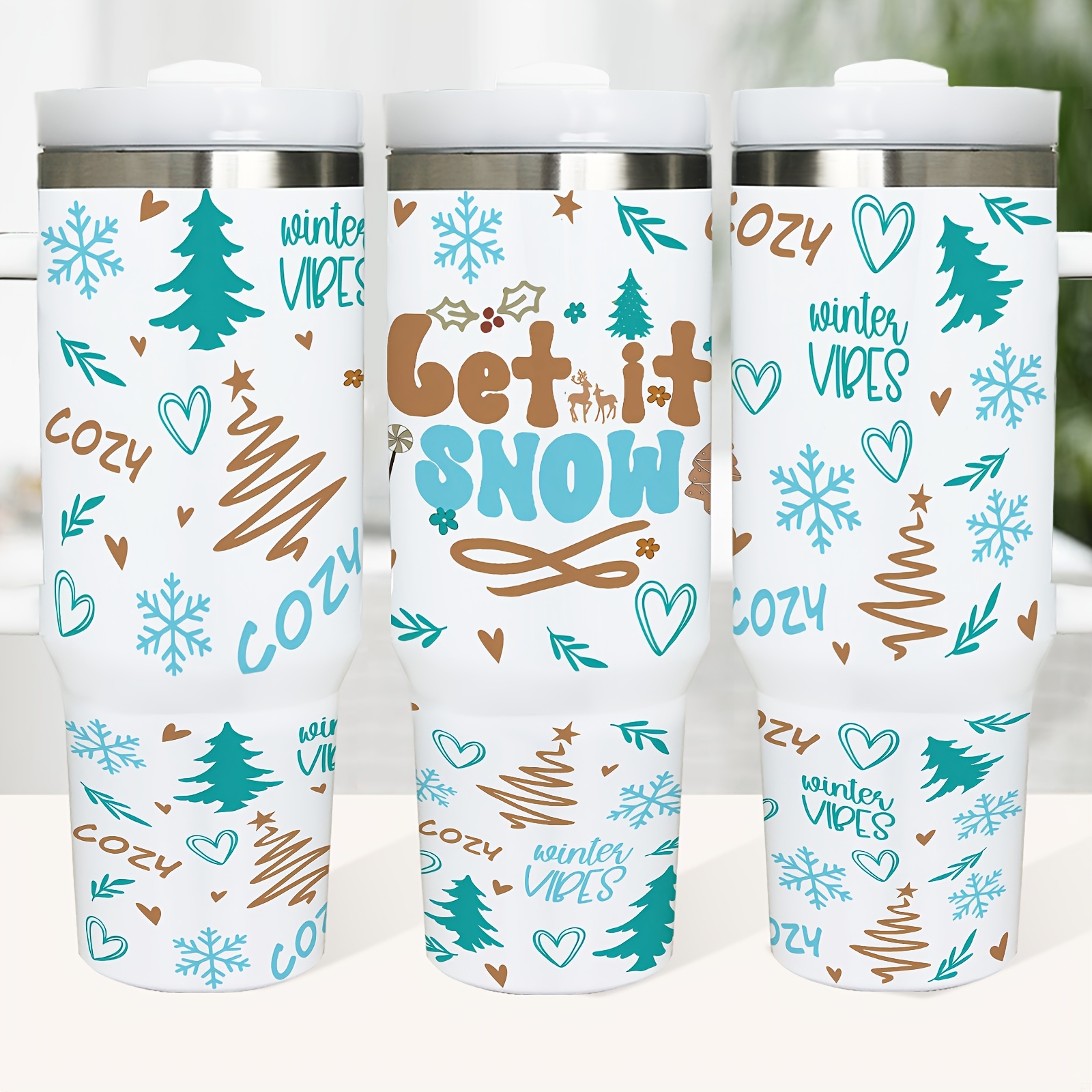 

1pc 40oz And Lid, , Reusable Steel Insulated Mug Cup, Christmas For