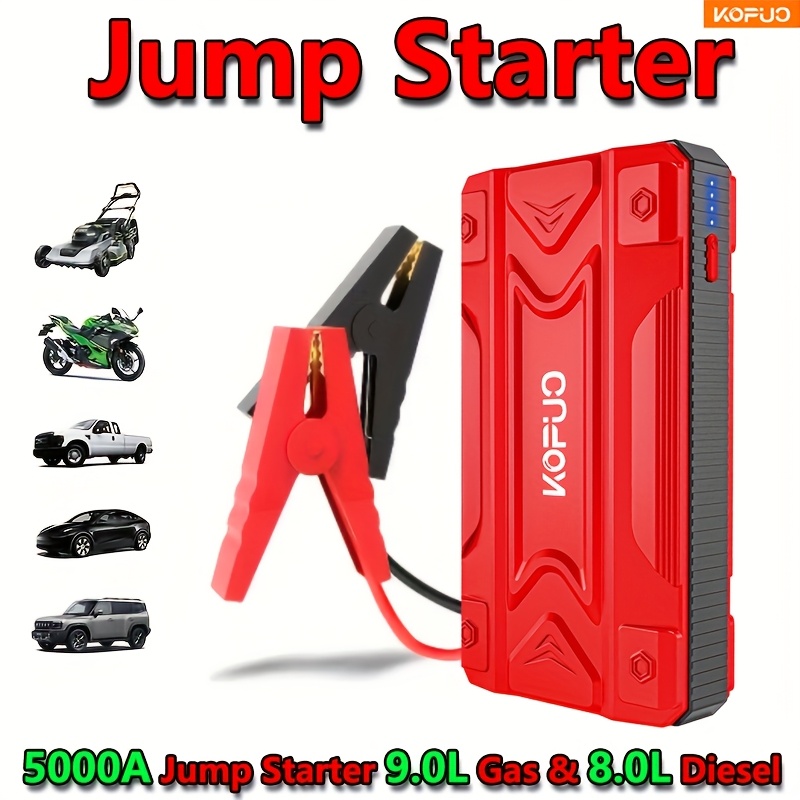 TEMU Kopuo 5000a Car Battery Jump Starter(9.0l Gas/8.0l )portable Car Jump Pack/box, 12v Car Battery Jumper Starter With Safety Jumper Cables, Fast