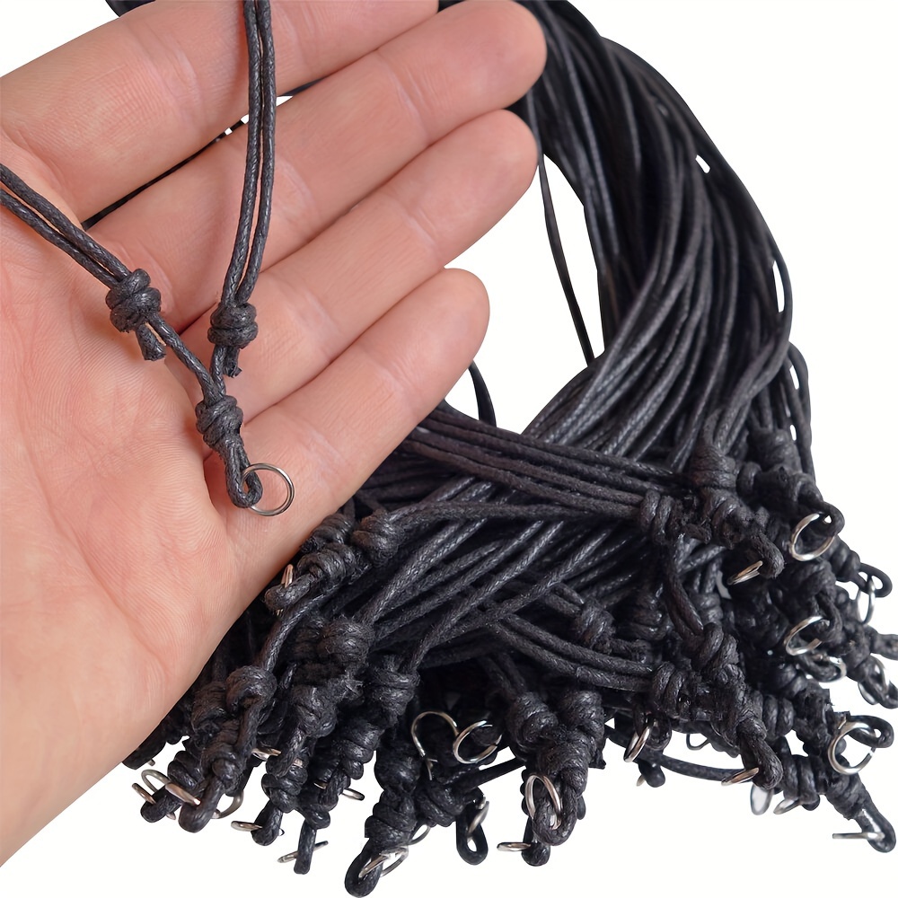 Adjustable Black Cotton Rope Hemp Cord Knot Chain Necklace - Temu
