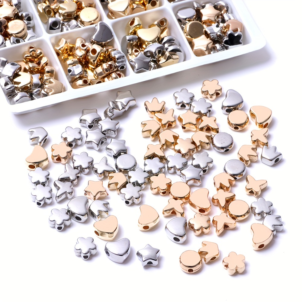 

100pcs Mixed Pentagram Heart Beads For Bracelet Jewelry Making