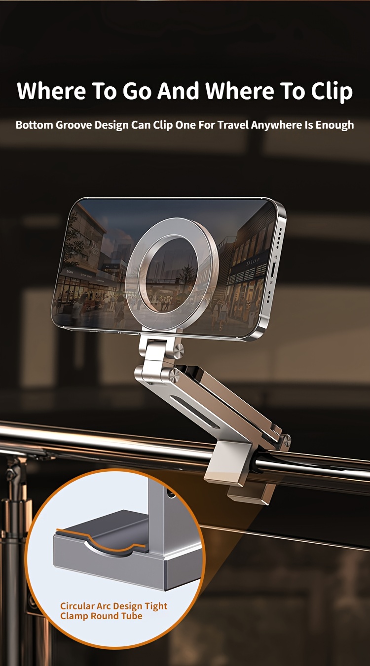 portable magnetic phone holder with 360 rotation foldable design strong suction cup clip for car dashboard desk table hands free adjustable angle for all smartphones no power required   access Product details 1