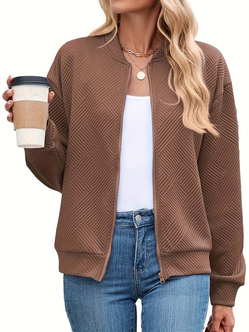 womens lightweight jacket casual fall fashion zip up coat with stand collar pockets