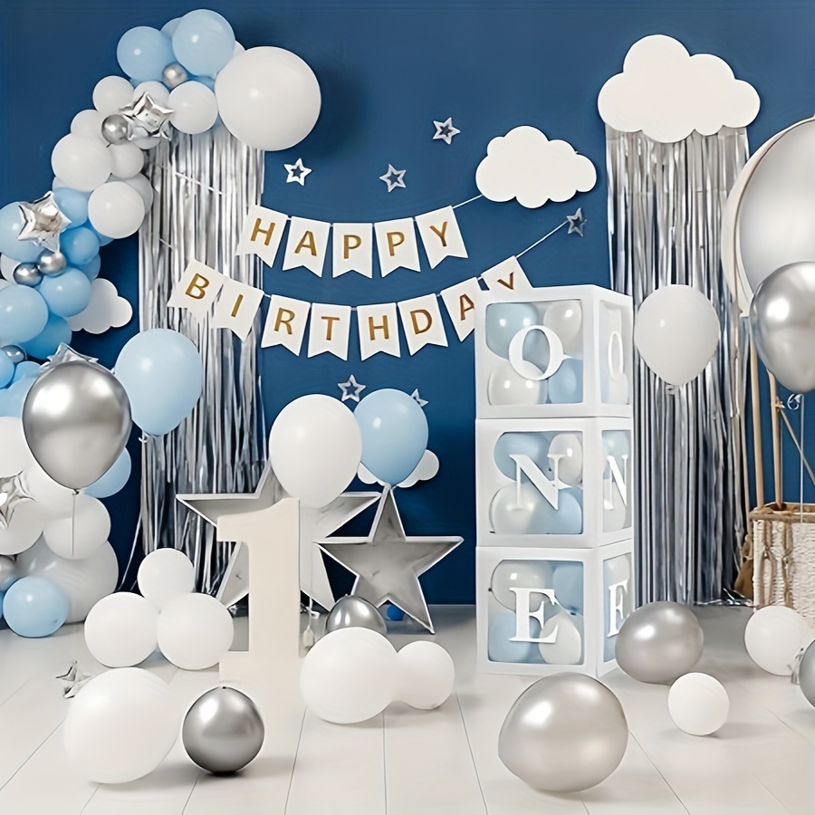 

First Birthday Party Decoration Set - 3-piece Boxes With Letters, Transparent Photo Prop Cubes For Cake Backdrop, Seasonal Celebration Supplies For 12 Months+, No Electricity Needed