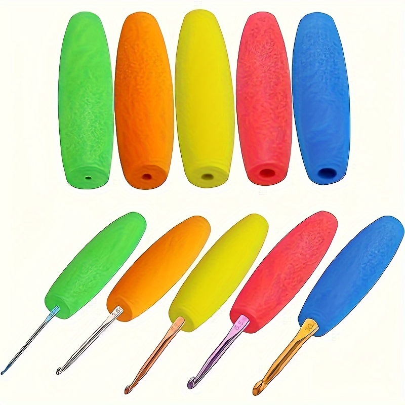 

Ergonomic Crochet Handle Set, 5pcs For Crochet Hooks, 2mm-8mm Crochet Hook Accessories, Assorted Colors