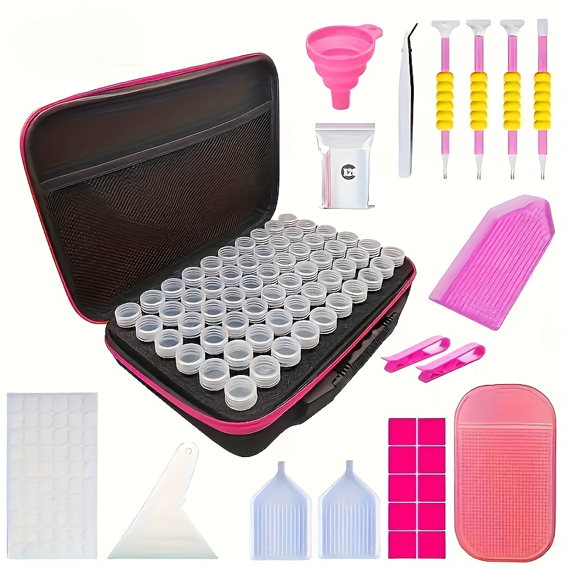 

A Set Of 42 Handmade Diamond Drawing Tool Accessories, Including A Storage Box For Diy Diamond Drawing Tools, A Point Pen, And A Parting Tray With Rollers