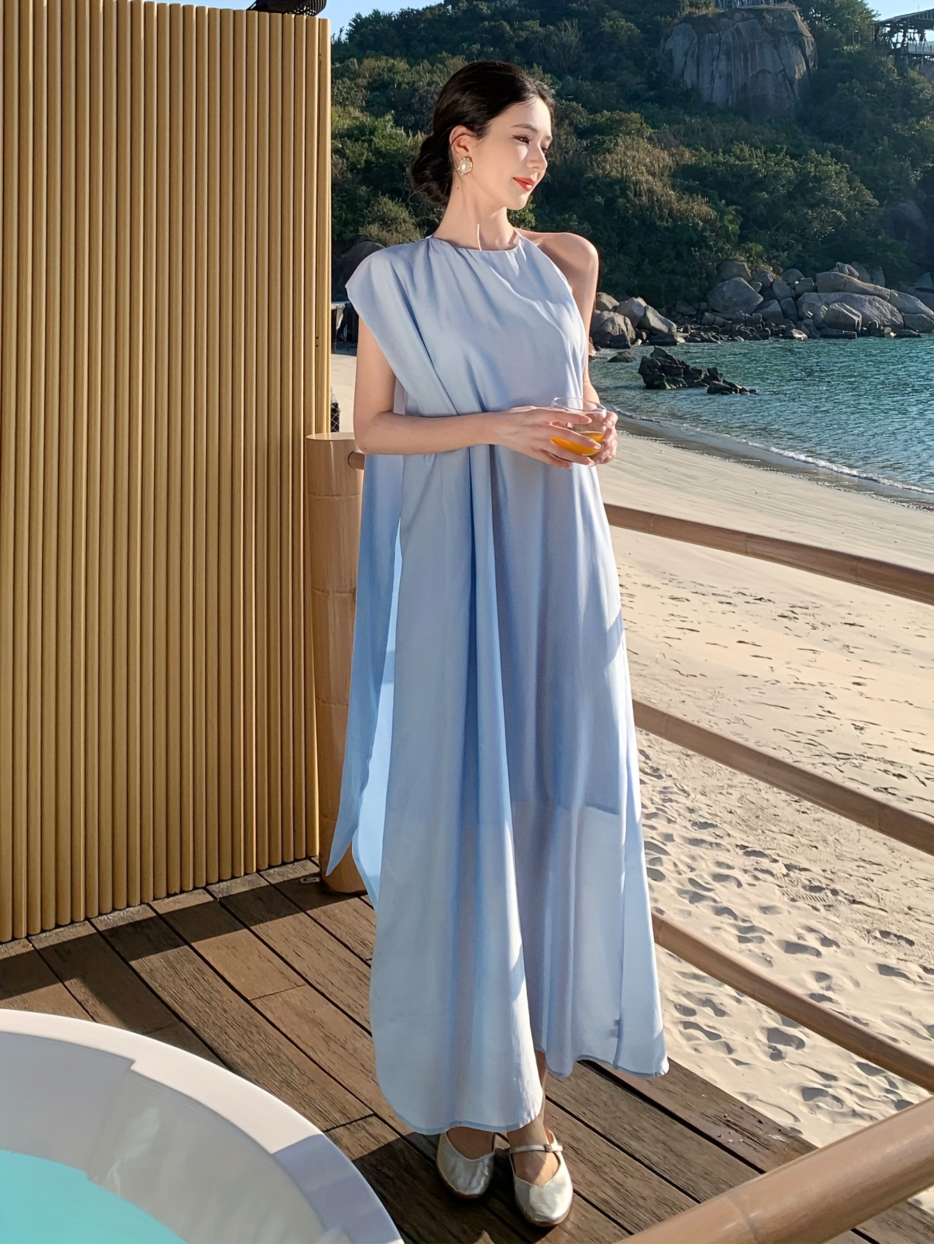 chinese dress ladies Sunflower Light Blue Mesh Maxi Dress - US 12 main image 0