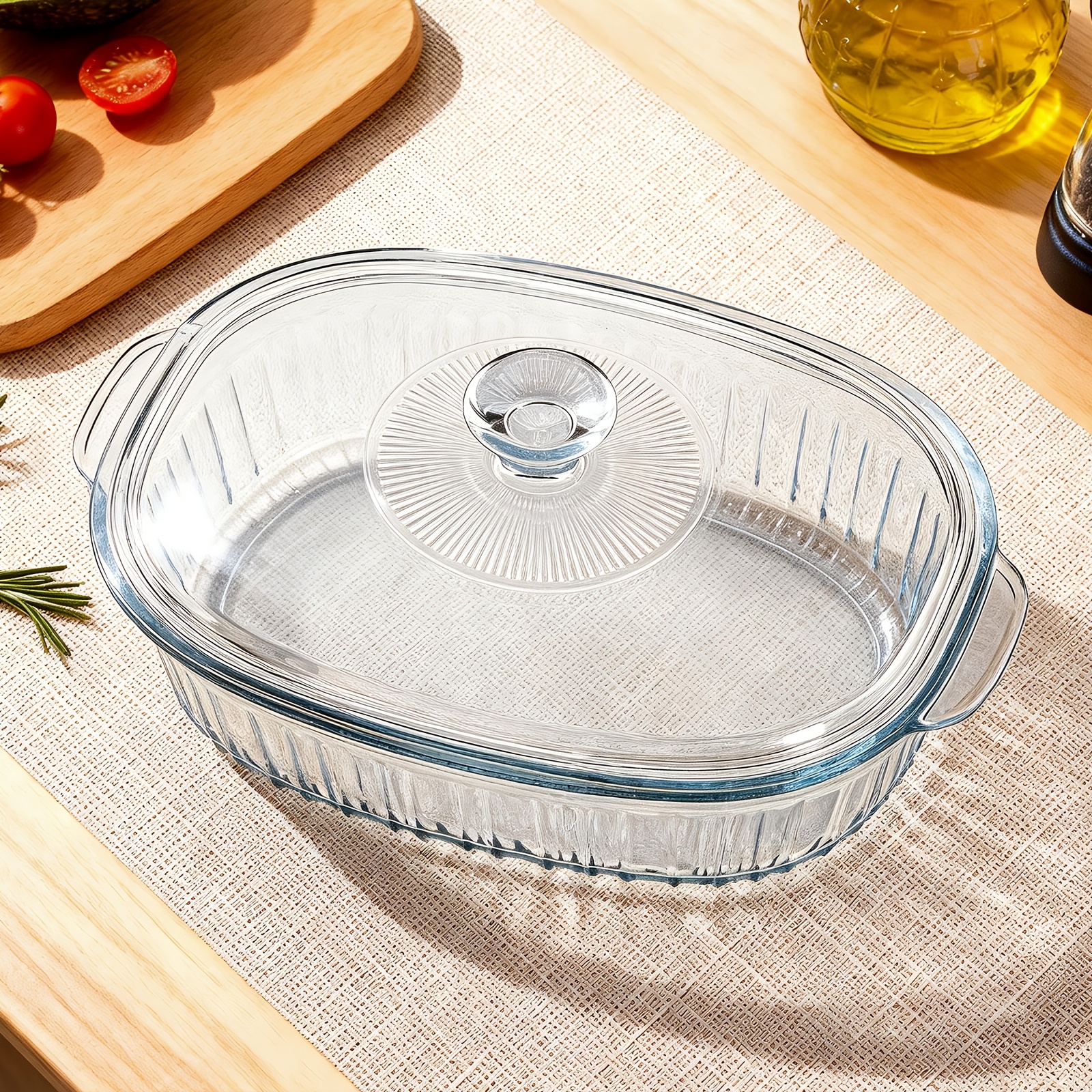Image of Food-grade Material Heat-resistant Borosilicate Glass, -one Glass Food Storage Container, Oven-microwave Compatible, Large Capacity/compact Size For Home And Food Preservation