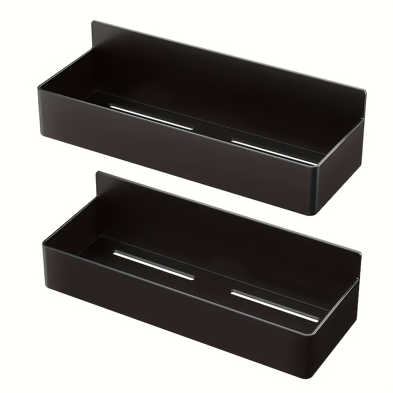 2pcs Magnetic Plastic Storage Baskets, Fridge Organizer Shelves, Condiment Holders, Perfect For Kitchen Refrigerator & Washing Machine Side Storage