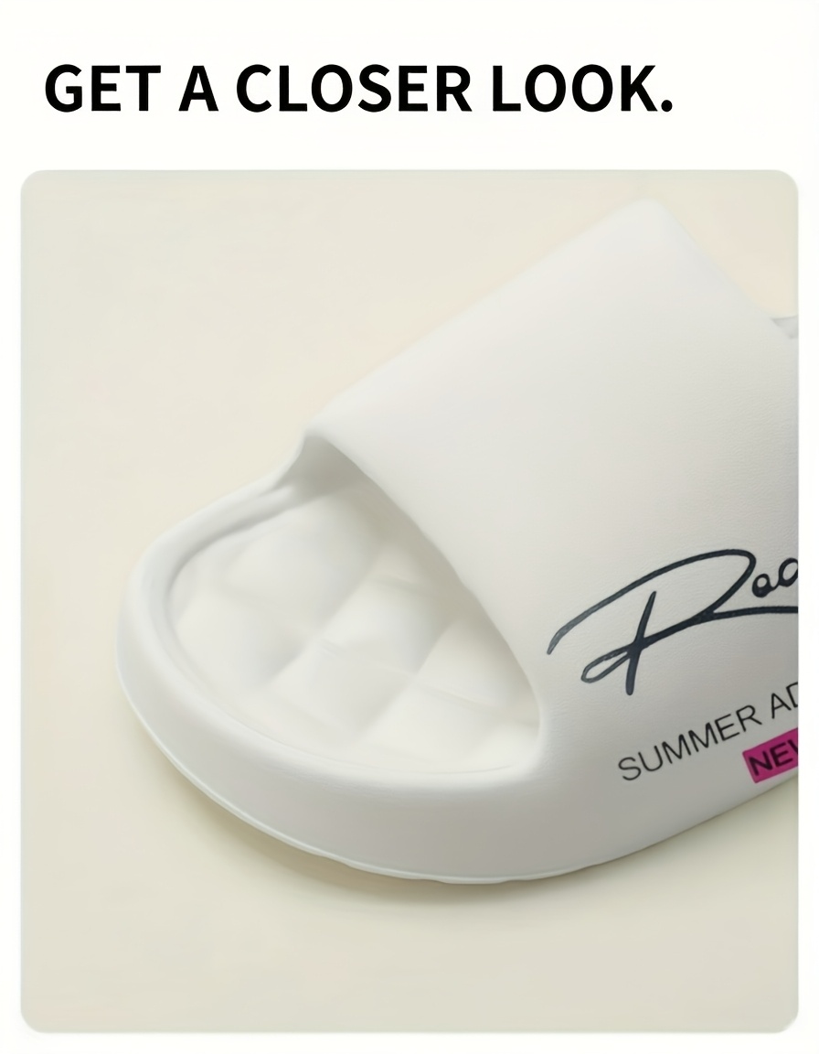 Four Seasons EVA Slip-On Slippers, Simple Positioning Print, Versatile Slip-On, Casual Soft Sole, Non-Slip Bathroom Slides, Unisex Household Slippers for All Seasons