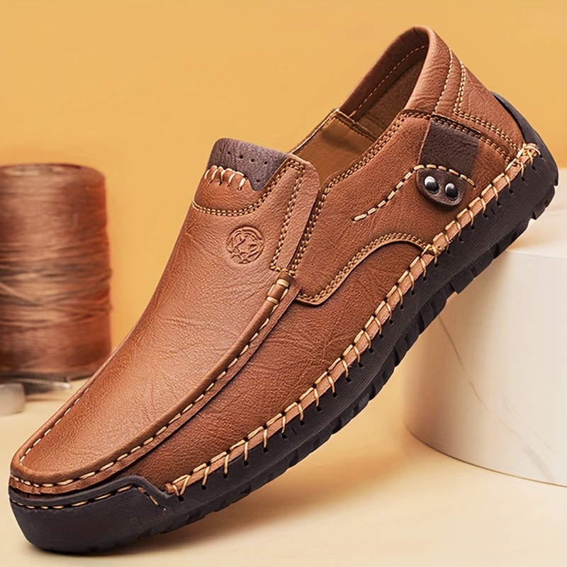 Image of Clohoo Brand Men's Handmade Shoes, Soft Sole Comfortable Breathable Business Casual Men's Shoes, Rubber Sole Wear-resistant Sports Casual Men's Shoes, Slip-on Men's Shoes, Office Men's Shoes