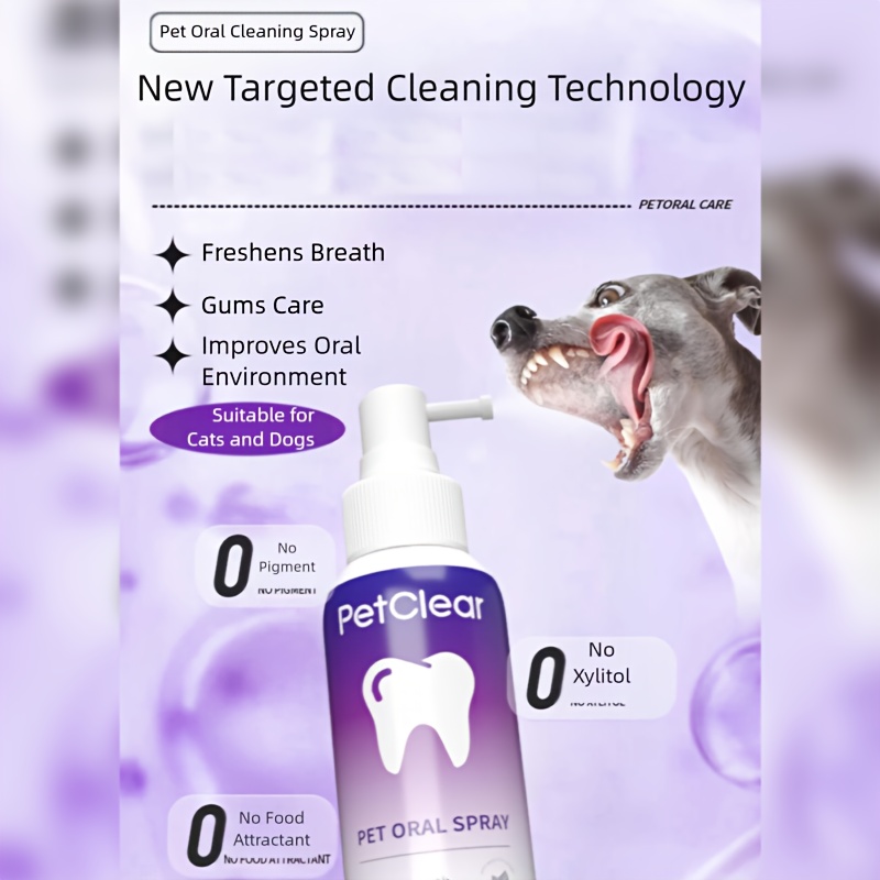 Pet Oral Spray 120Ml Two-In-One / Cleans Teeth And Freshens Breath / Eliminating Odors And Controlling Tartar / Gentle Formula Suitable for Both Cats And Dogs