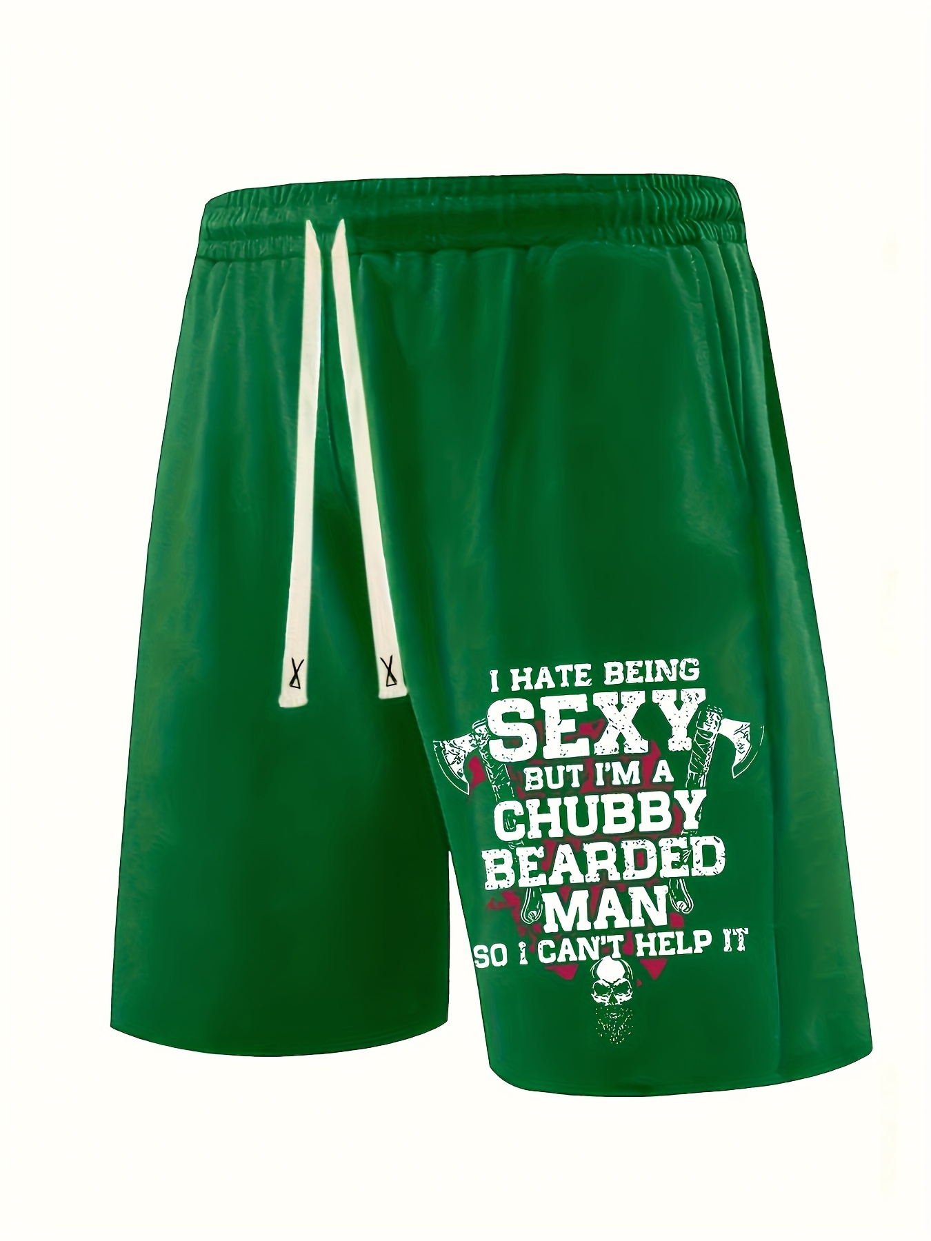 Men's Plus Size Graphic Print Casual Shorts - Bold Lettering & Edgy Design, Elastic Drawstring Waistband, Regular Fit, Hand Wash Only, Everyday Clothing, Streetwear Style, Nontransparent Fabric, PLUS SIZE