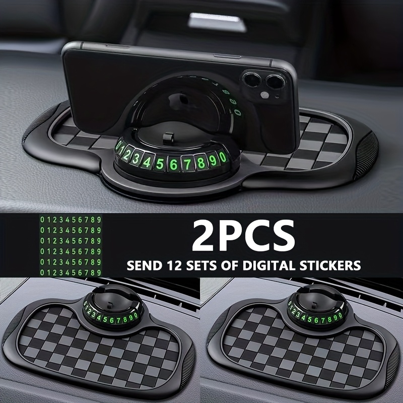TEMU Dashboard Pad With Rotating Mobile Phone Holder And License Plate-non-slip Pvc, High Quality, Ergonomic Oval Design To Enhance Grip And